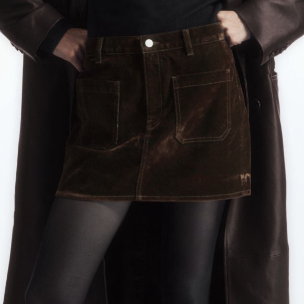 Cos Flocked-Denim Mini Skirt